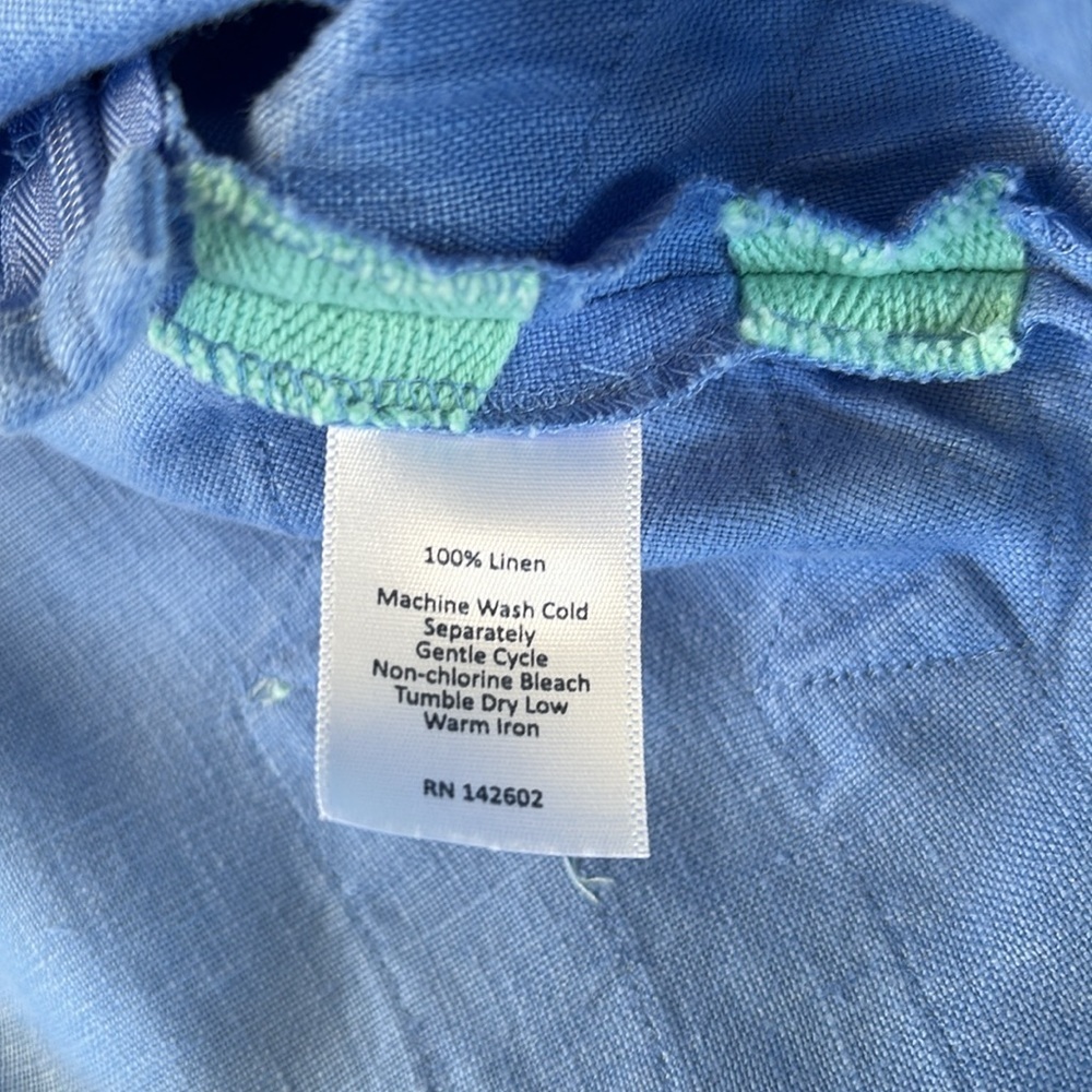 EUC Sail to Sable Linen Tunic Top Blue Mint Green Size Medium - Picture 8 of 10